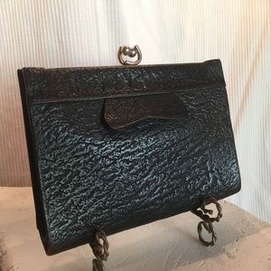 RARE Walrus Leather Dark Brown Clutch Handbag